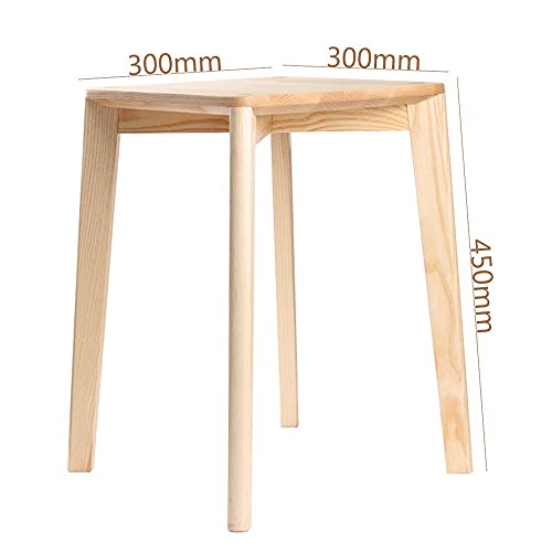 Tabouret carré pour salon marron style rétro chic en bois massif