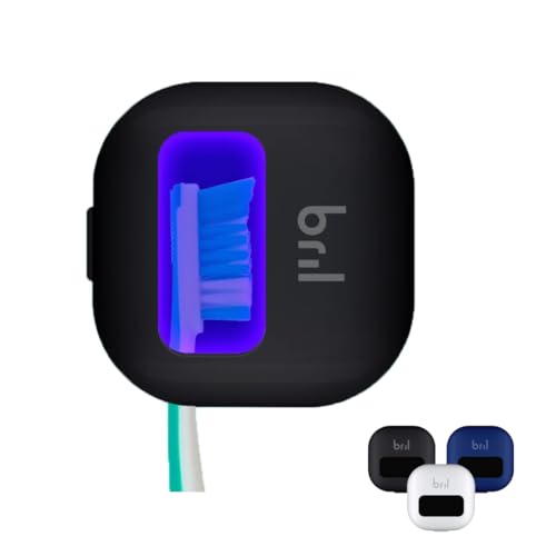 Bril UV-C Toothbrush Sanitizer and Holder, Portable Cleaner, Travel Cover, Magnetic Holder, and Rechargeable Case for Any Size Toothbrush, Black