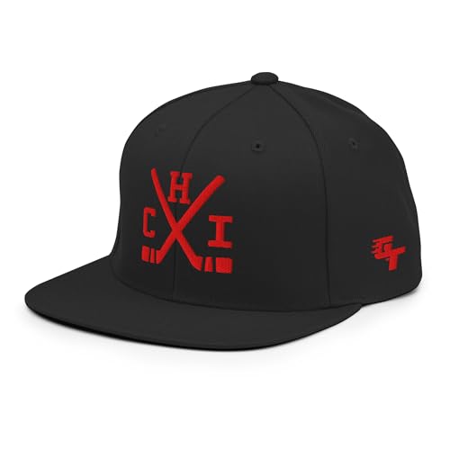 Chicago Hockey Sticks Retro CHI Snapback Hat Baseball Cap Black