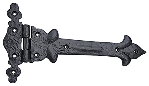 Image of Adonai Hardware Adonijah Antique Cast Iron Strap T Hinge (10 inch X 2 Pack, Matte Black) for Barn Doors, Gates, Shutters, Garages, Wooden Box, Fences, Sheds, Furniture, Chest and Trunks