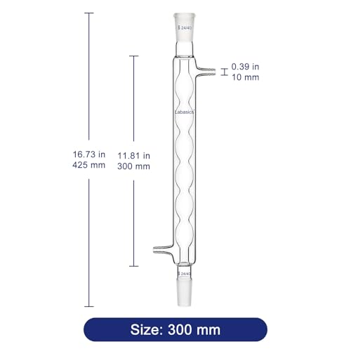 Labasics Borosilikat Glas Allihn Kondensator mit 24/40 Gelenk und 300mm Jacke Länge, Lab Glas Kondensator Glass Allihn Condenser