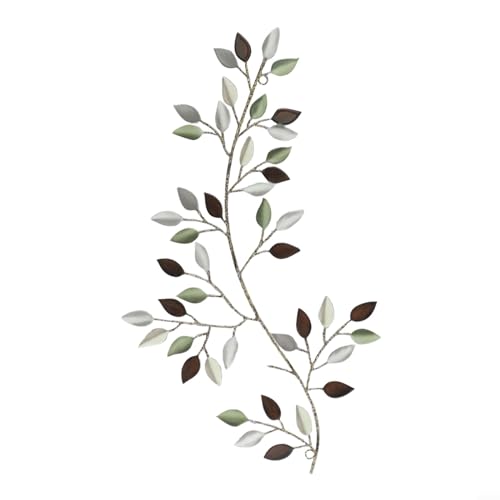 Sileduove Decoración de pared de hojas de árbol de metal, hojas de olivo y ramas de olivo, esculturas de hierro forjado, 30 x 16 cm (2 unidades, verde)