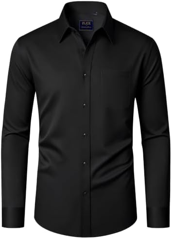 J.VER Hemd Herren Langarm Regular Fit Stretch Business Hemden mit Tasche | Bügelleichtes, Formal, Freizeit, Casual, Atmungsaktiv, für Hochzeit Outdoor Büro Urlaub, für Männer Freun