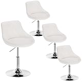 woltu bh241ws-4 set di 4 sgabelli da bar sedia cucina con schienale in ecopelle bianco, girevoli e regolabili in altezza