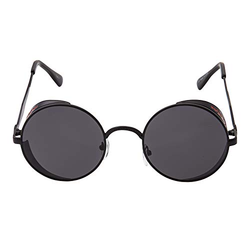 Ultra Steampunk Round Sunglasses Black with Black Lenses Retro Mens Women Cosplay Cyber Gothic Vintage UV400 Protection Goggles Blinders Unisex Sun Glasses Retro Sunglasses Round Glasses Round Frame steampunk buy now online