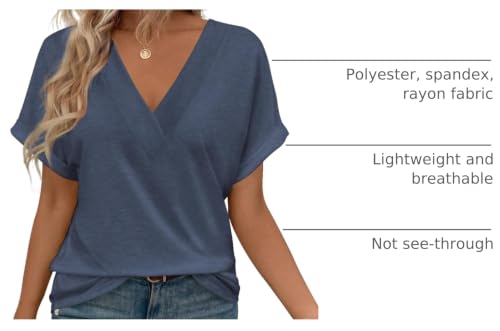 Image of T Shirts Short Sleeve V Neck Tees Womens Tops Beach Vacation Fashion Clothes 2026 Casual Summer Spring Fall Outfits