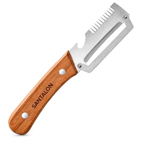 Image of Multi-Functional Vegetable Peeler for Kitchen | Stainless Steel Peeler with Wooden Handle & Bottle Opener | Single Blade for Fruits and Vegetables | 1 Piece (Silver) (New Upgraded Peeler)