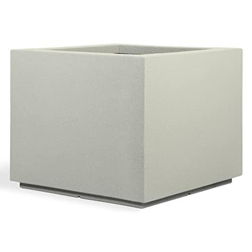 PolyStone Monterray Modern Outdoor/Indoor Square Planter, Lightweight, Heavy Duty, Weather