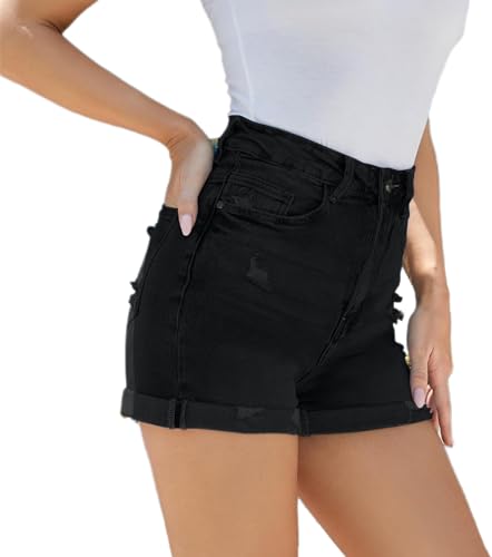 Image of PENTOO Women's Relaxed Fit Mid Rise Regular Length Denim Shorts