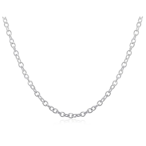 PACKOVE Collar de Cadena de Plata Esterlina para Hombre y Mujer, Brillante y Cómodo, Estilo de Moda para Oficina y Fiesta