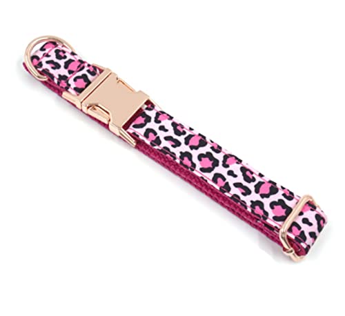 Collier de chien doux léopard rose grand chien 49-55cm confortable