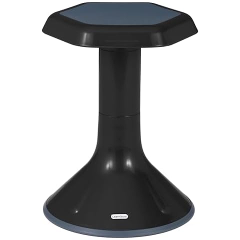 Learniture Backless Active Learning Stool for Office Desks and Classrooms, Active Learning Wobble Chair with Rocking Motion, 18"H, Black Cover