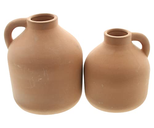Dekovase 'Tonkrug', 2er Set, Terracotta in schönem Naturton, nicht zum Befüllen mit Wasser geeignet