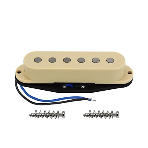FLEOR Alnico 5 Micro Strat Micro simple bobinage Poteau plat pour micro central de guitare pour guitare électrique Strat Squier, crème Cover