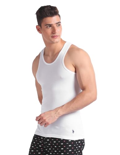 Image of U.S. Polo ASSN. Men's I661 Round Neck Cotton Jersey Vest - Pack of 1