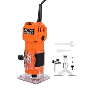 TOPWAY Fresadora ElÃ©ctrica de Mano para Madera 500W, Compacta con 2 Portabrocas de 1/4″ y 6mm, Base Recortadora para CarpinterÃ­a DIY (EconÃ³mica) 100636