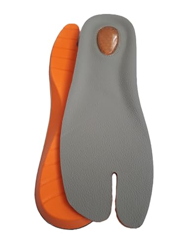 Orthopedic Tabi Insoles with Gel Heel Pad – Handmade Leather Split-Toe Inserts for Comfort and Support, US Men's(10-10½), EU(43-44)