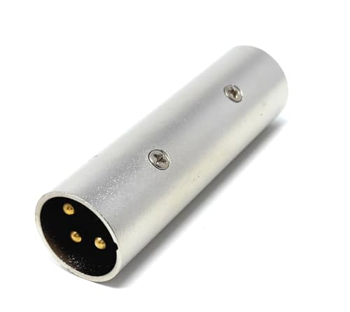 DRUT 1pcs. XLR to XLR Adapter 3 Pin Male to Male (M-M) Connector, Coupler, Gender Changer, Gold Pins