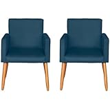 Kit 2 Poltronas Cadeira Decorativa para Sala de estar Cadeiras para Recepção Manicure Escritório Sala De Espera (AZUL-MARINHO)