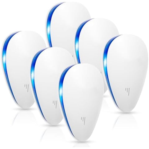 Jahy2Tech Ultrasonic Pest Repeller,6 Pack Rat Repeller Ultrasonic Electronic Mouse Repeller Devices,Pest Defense Device,Plug in Bug Repellent for Mosquito Mice Roach Pest Control,White Cover
