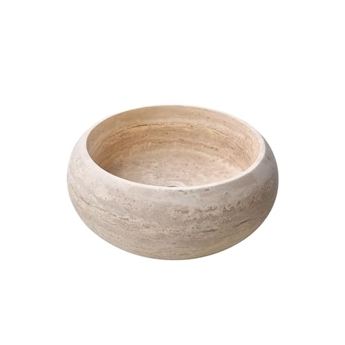 DNC Round Travertine Vessel Sink – Natural Stone Bathroom Basin