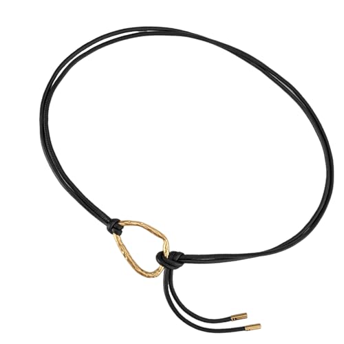 Skinny Waistband for Women Elegant Simple Golden Buckle Belt with Tie Solid Color Retro Girdle Belt Stylish Accessory4