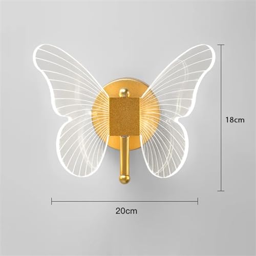 Applique simple créative papillon LED tout en cuivre dorée