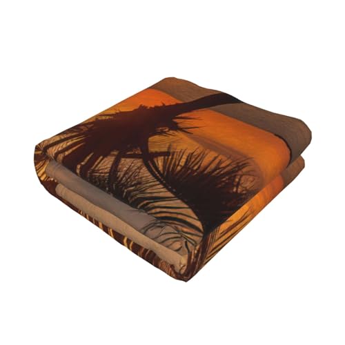 Couverture légère palmier et coucher de soleil pour lit et canapé toutes saisons - 3