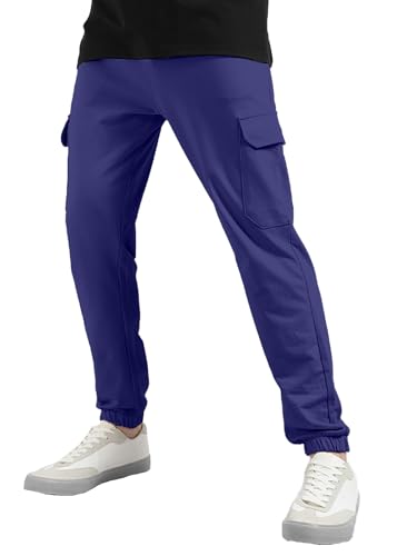 Image of Veirdo 100% Pure Cotton Regular Fit Mid Rise Trackpants with Side Pocket for Men & Boys