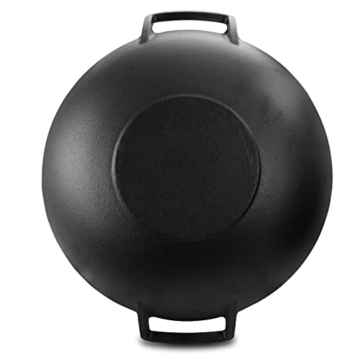 Image of Megachef 14 Inch Pre-Seasoned Cast Iron Wok with Lid