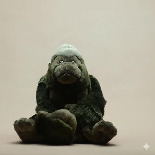 Peluche de gorille à dos argenté réaliste : singe noir et gris pour collectionneurs