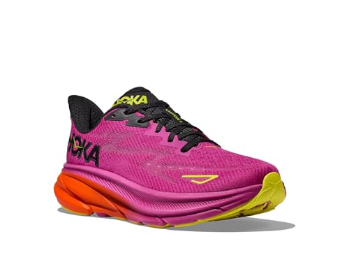 Hoka Clifton 9 Tênis feminino, fúcsia/preto, 35, Fúcsia/Preto, 6