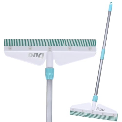 Image of Zureni DUO-16 Wiper Foam Rubber Blade Powder Coating Rod with Telescopic Long Handle for Wiping Floor Cleaning and Dirt Removal in Home Bathroom & Kitchen (Random Colours, 16 Inch)