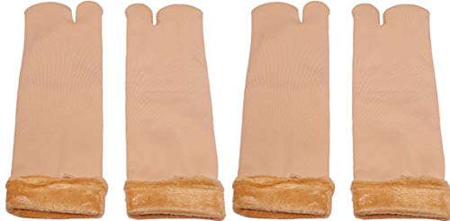 Image of MUKHAKSHGirls Winter Woolen Beige Ankle Length Thermal Socks With Thumb with multiple packs