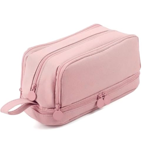 Image of Storio Pencil Box Pouch for School Kids Girls & Boys Aesthetic | Cute Stationary Compass Box Case Organiser - Pink