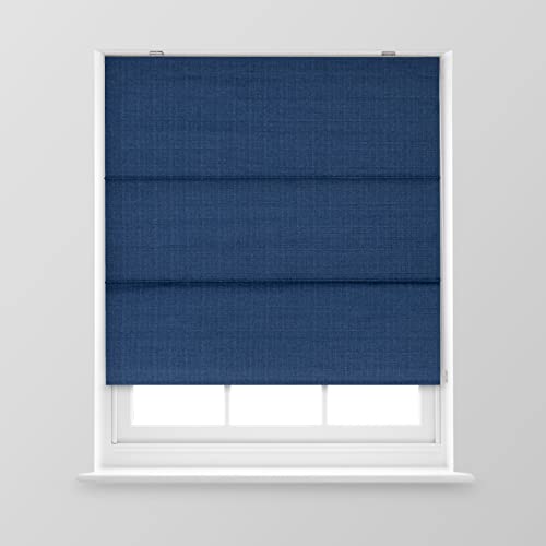 A.Unique Home Textured Weave Dimout Roman Window Blind in a Variety of Colours and Sizes Ideal for any Room. (Navy, 180cm x 170cm (70.8" x 66.9") (6FT))