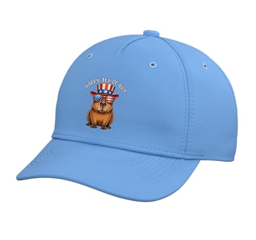 Happy Fourth of July 250 Capybara 4th of July Adjustable Printed Baseball Hat, Light Blue