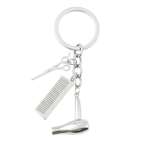 Llavero de Peluquería - Llaveros de Peluquero con Secador Tijeras de Corte de Pelo y Peine de Zinc y Metal - Accesorio de llaves amantes de la Peluquería, Peluqueros… - Llavero unisex hombre y mujer