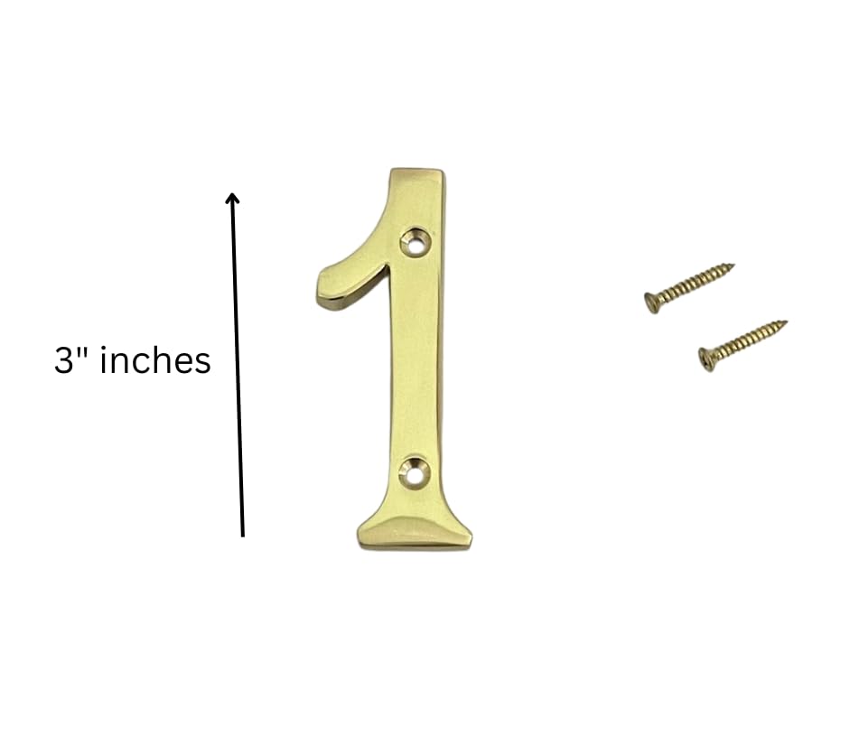 Brass Yellow House Numbers - 3 Inch -2
