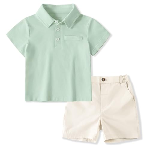 Image of Volunboy Baby Boy Summer Clothes Short Sleeve Polo Shirts Shorts Set Pique Beach Outfits