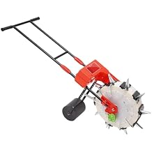 Manual Seeder Machine Hand-Push Garden Seeder Push Seeder,Walk-Behind Row Crop Planter Fertilizer Applicator for Garden,Hillsides, Fields. 10 Nozzles