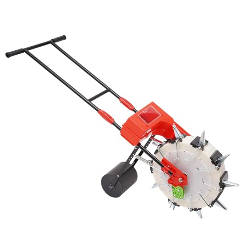 Garden Seeder, Manual Seeder Hand-Push Roller Seeding and Fertilizer Applicator, Row Planter Corn Planter Seeder for Soy Peanut Corn Cotton Soybean (10 Seeding Nozzles)