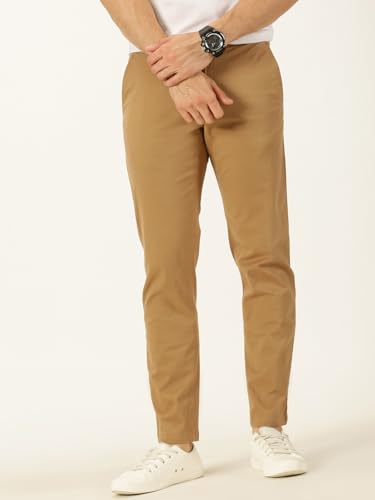 Image of Thomas Scott Men's | Solid | Light Weight | Breathable Fabric | Elasticated Waist | Mid Rise | Regular Fit | Cotton Blend | Drawstring | Chino Trouser | Pants
