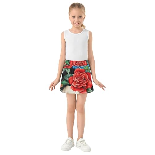 Skulls Red Roses Toddler Tennis Skirts Blue Pink Girls' Shorts Athletic Skorts Butterfly 4t3