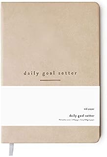 Mal Paper Daily Goal Setter Planner - Tan, 6 Month 274 Page Undated Pad | Soft Cover Productivity Diary with Affirmations, Note Pages Weekly & Monthly View | Mindfulness & Wellbeing Manifestation
