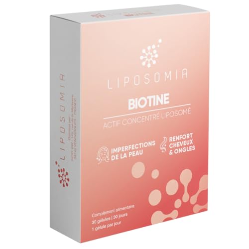 Prescription Nature - BIOTINE LIPOSOMIA - Complément Alimentaire Peau, Cheveux et Ongles - Actif Concentré, Formule Liposomée - Fabrication Française - 30 Gélules