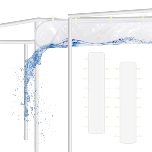 Rainmae 2 Pack Rain Gutters for Pop Up Canopy, Heavy Duty PVC Waterproof 10 ft Rain Gutter with Velcro Straps, Canopy Tents Drainage Accessory for Summer Outdoor Rainwater Draining,Easy Drainage Clear