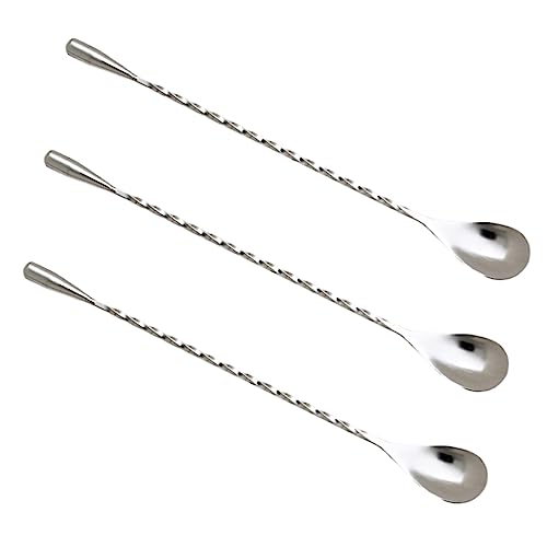 Healifty 3piezas Cucharas De Cóctel De Acero Inoxidable con Mango Espiralado Agitadoras Resistentes para Café Té con Leche Postres y Mezclas Bar y Hogar