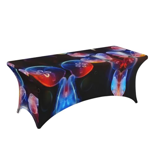 Nappe extensible élasthanne 1,8m imprimé méduses colorées - 4