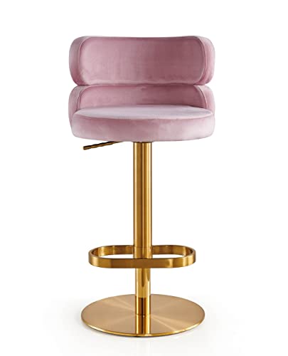 Counter Height Bar Stools With Back Modern Adjustable Height Barstools Swivel Bar Chair Gold Legs For Kitchen Island Counter Living Room Coffee Shop (Pink) #TOP7